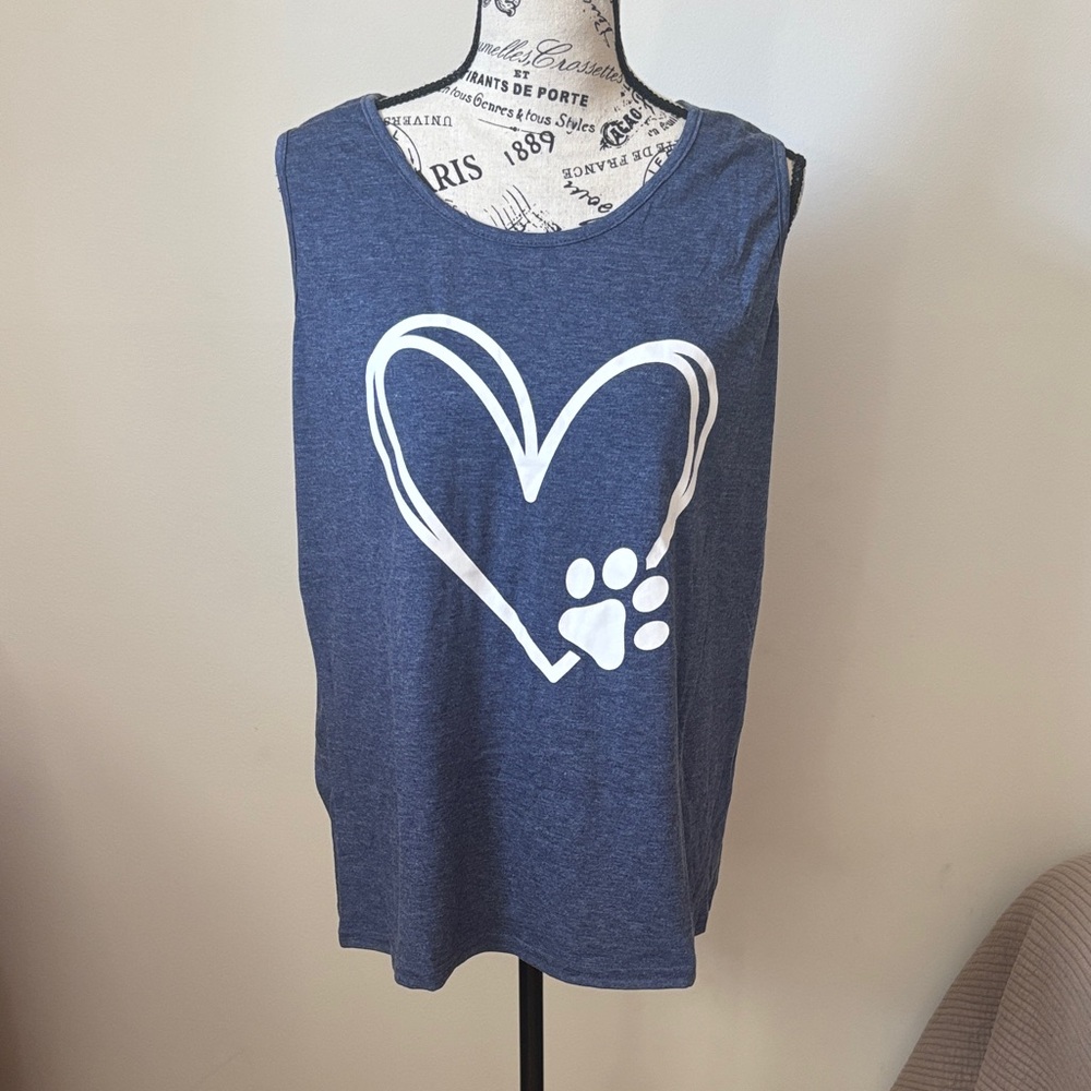 Heart and Paw Print Racerback Tank Top